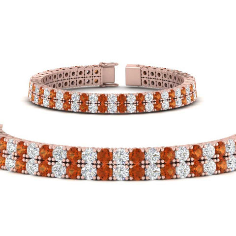 2-row-round-tennis-diamond-bracelet-with-orange-sapphire-in-rose-gold-FDBRC9701GSAORANGLE1-NL-RG