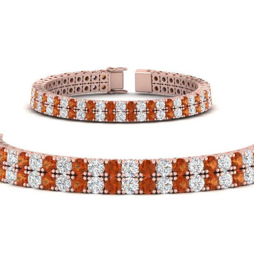 2-row-round-tennis-diamond-bracelet-with-orange-sapphire-in-rose-gold-FDBRC9701GSAORANGLE1-NL-RG