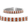 Load image into Gallery viewer, 2-row-round-tennis-diamond-bracelet-with-orange-sapphire-in-white-gold-FDBRC9701GSAORANGLE1-NL-WG
