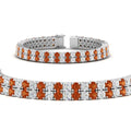 Thumbnail 26 - 2-row-round-tennis-diamond-bracelet-with-orange-sapphire-in-white-gold-FDBRC9701GSAORANGLE1-NL-WG