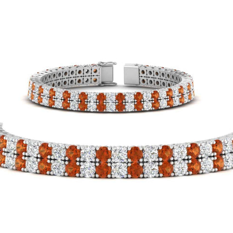 2-row-round-tennis-diamond-bracelet-with-orange-sapphire-in-white-gold-FDBRC9701GSAORANGLE1-NL-WG