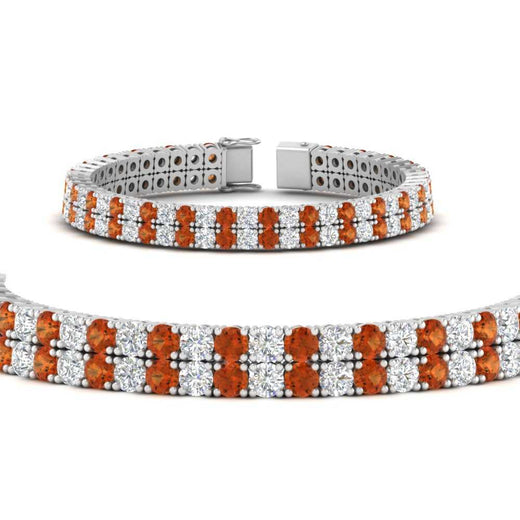 2-row-round-tennis-diamond-bracelet-with-orange-sapphire-in-white-gold-FDBRC9701GSAORANGLE1-NL-WG
