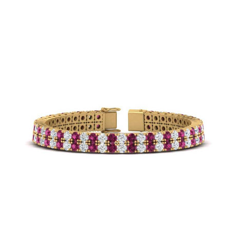 2-row-round-tennis-diamond-bracelet-with-pink-sapphire-in-yellow-gold-FDBRC9701GSADRPI-NL-YG