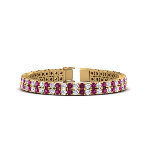 2-row-round-tennis-diamond-bracelet-with-pink-sapphire-in-yellow-gold-FDBRC9701GSADRPI-NL-YG