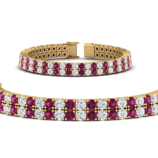 2-row-round-tennis-diamond-bracelet-with-pink-sapphire-in-yellow-gold-FDBRC9701GSADRPIANGLE1-NL-YG