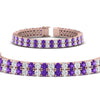 Load image into Gallery viewer, 2-row-round-tennis-diamond-bracelet-with-purple-topaz-in-rose-gold-FDBRC9701GVITOANGLE1-NL-RG
