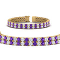 Thumbnail 52 - 2-row-round-tennis-diamond-bracelet-with-purple-topaz-in-yellow-gold-FDBRC9701GVITOANGLE1-NL-YG