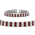 Thumbnail 30 - 2-row-round-tennis-diamond-bracelet-with-ruby-in-white-gold-FDBRC9701GRUDRANGLE1-NL-WG