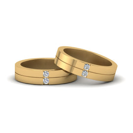 2 Stone Unisex Wedding Bands