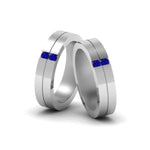 Load image into Gallery viewer, 2-stone-diamond-unisex-wedding-bands-with-blue-sapphire-in-14K-white-gold-FDLG1052BGSABL-NL-WG
