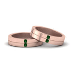 Load image into Gallery viewer, 2-stone-diamond-unisex-wedding-bands-with-emerald-in-14K-rose-gold-FDLG1052BGEMGR-NL-RG
