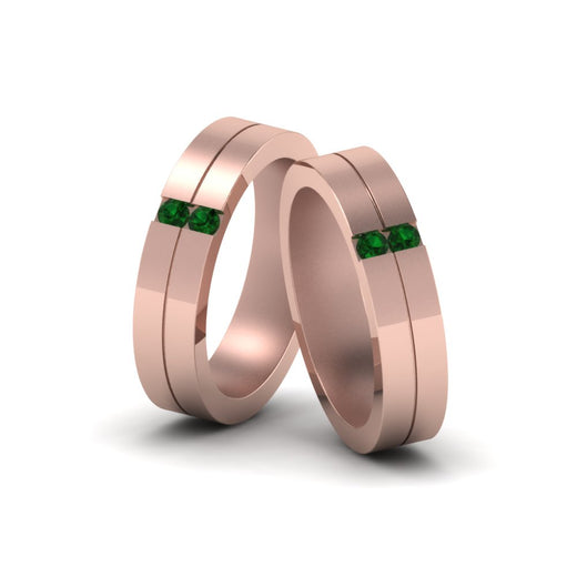 2-stone-diamond-unisex-wedding-bands-with-emerald-in-14K-rose-gold-FDLG1052BGEMGR-NL-RG