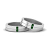 Load image into Gallery viewer, 2-stone-diamond-unisex-wedding-bands-with-emerald-in-14K-white-gold-FDLG1052BGEMGR-NL-WG