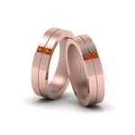 Load image into Gallery viewer, 2-stone-diamond-unisex-wedding-bands-with-orange-sapphire-in-14K-rose-gold-FDLG1052BGSAOR-NL-RG
