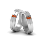 Load image into Gallery viewer, 2-stone-diamond-unisex-wedding-bands-with-orange-sapphire-in-14K-white-gold-FDLG1052BGSAOR-NL-WG
