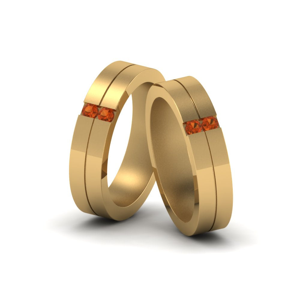 2-stone-diamond-unisex-wedding-bands-with-orange-sapphire-in-14K-yellow-gold-FDLG1052BGSAOR-NL-YG