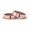 Load image into Gallery viewer, 2-stone-diamond-unisex-wedding-bands-with-pink-sapphire-in-14K-rose-gold-FDLG1052BGSADRPI-NL-RG