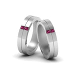 Load image into Gallery viewer, 2-stone-diamond-unisex-wedding-bands-with-pink-sapphire-in-950-Platinum-FDLG1052BGSADRPI-NL-WG
