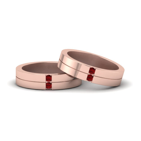 2-stone-diamond-unisex-wedding-bands-with-ruby-in-14K-rose-gold-FDLG1052BGRUDR-NL-RG