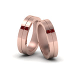 Load image into Gallery viewer, 2-stone-diamond-unisex-wedding-bands-with-ruby-in-14K-rose-gold-FDLG1052BGRUDR-NL-RG
