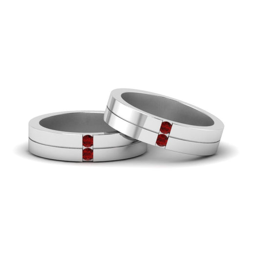 2-stone-diamond-unisex-wedding-bands-with-ruby-in-14K-white-gold-FDLG1052BGRUDR-NL-WG