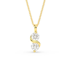 2 Stone Swirl Diamond Pendant
