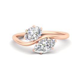 2 Stone Swirl Engagement Ring