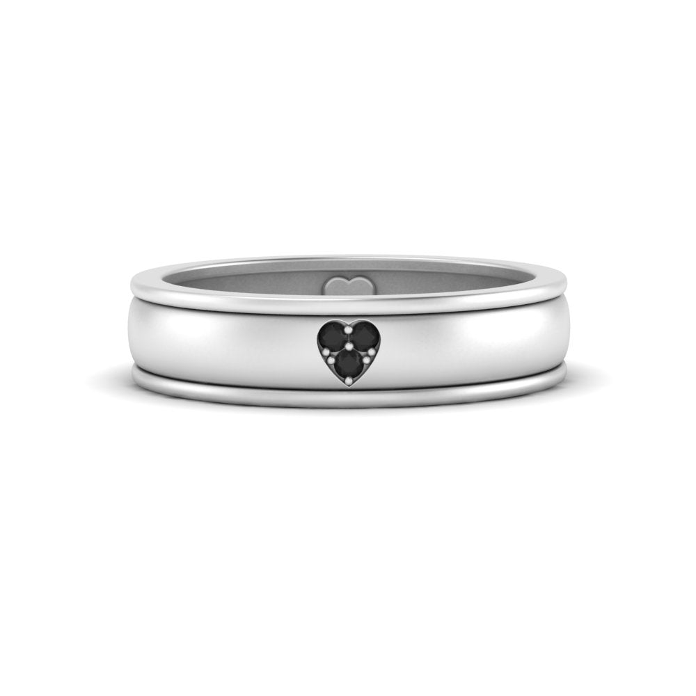 2 Tone Heart Enamel Wedding Band