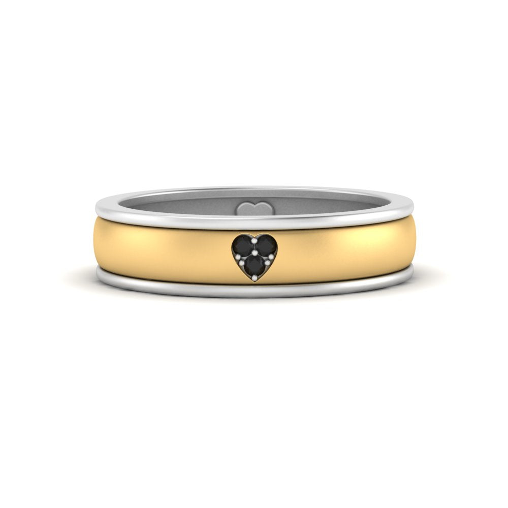 2 Tone Heart Enamel Wedding Band