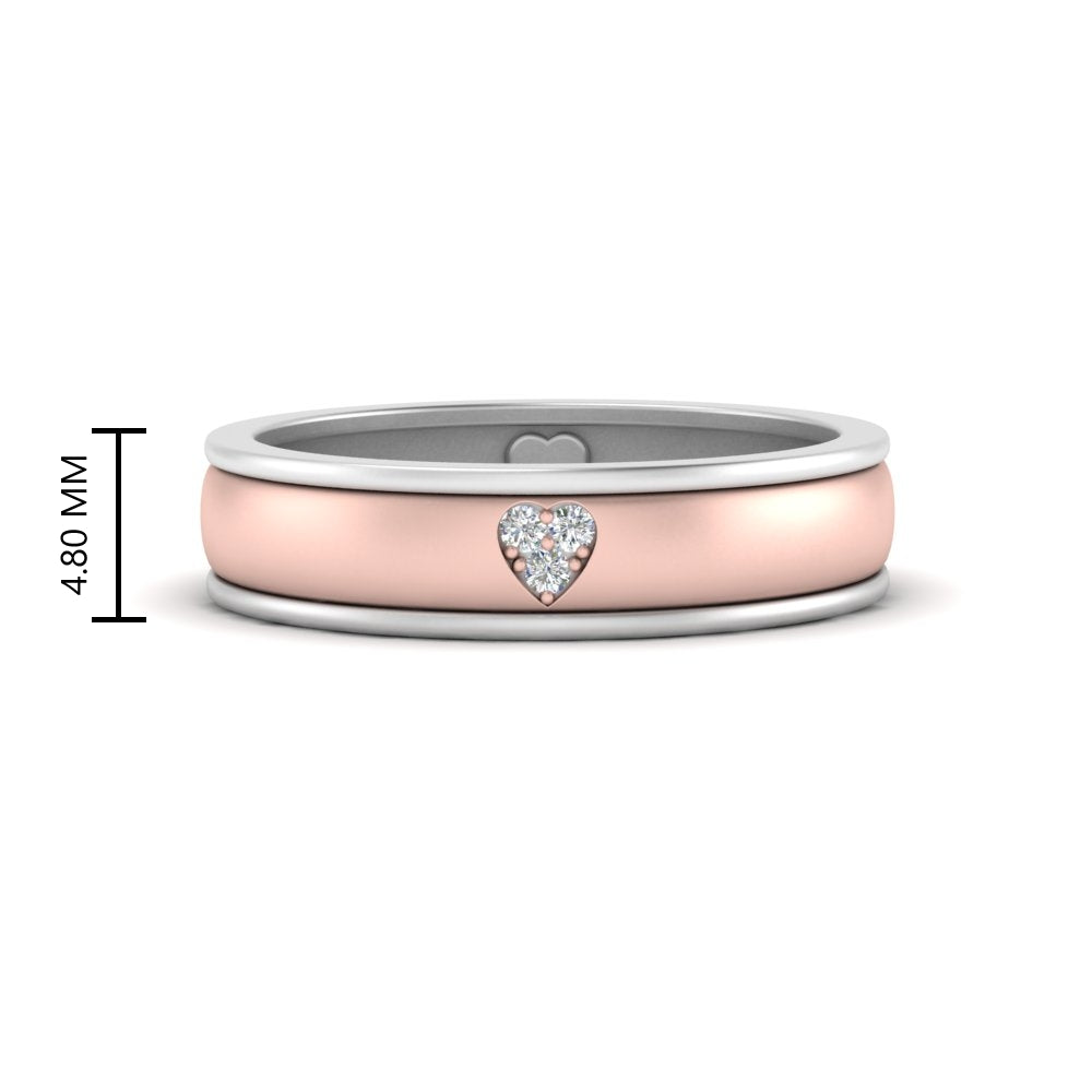 2 Tone Heart Enamel Wedding Band