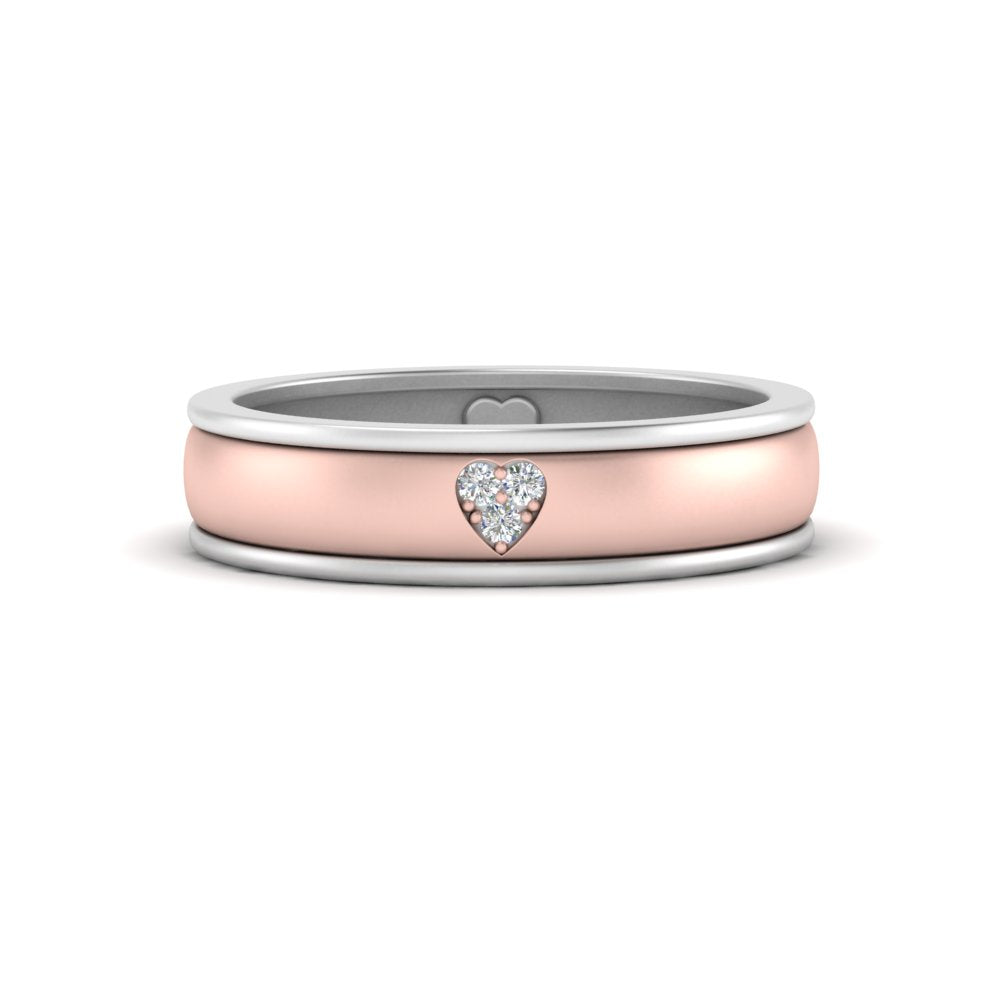 2 Tone Heart Enamel Wedding Band