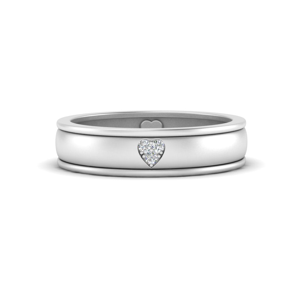 2 Tone Heart Enamel Wedding Band