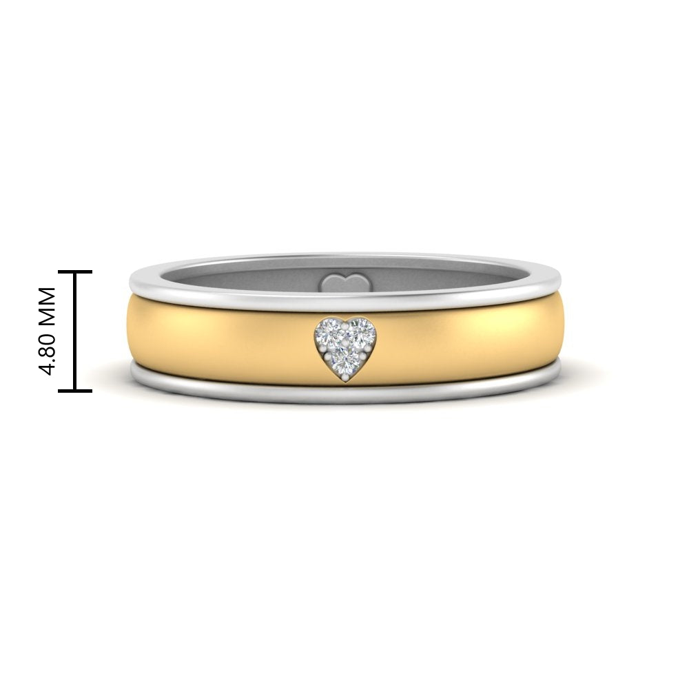 2 Tone Heart Enamel Wedding Band