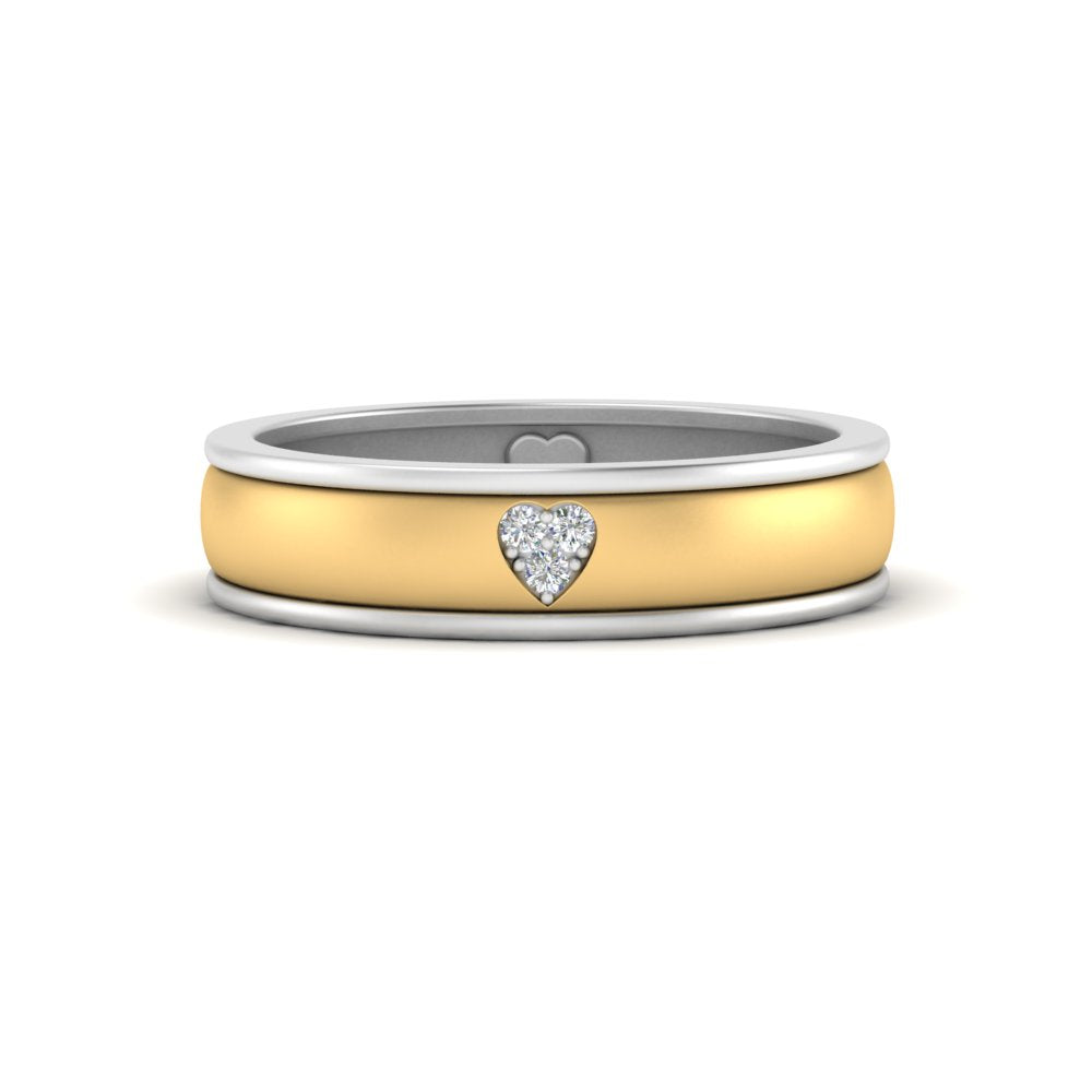 2 Tone Heart Enamel Wedding Band