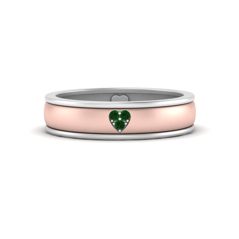 2 Tone Heart Enamel Wedding Band