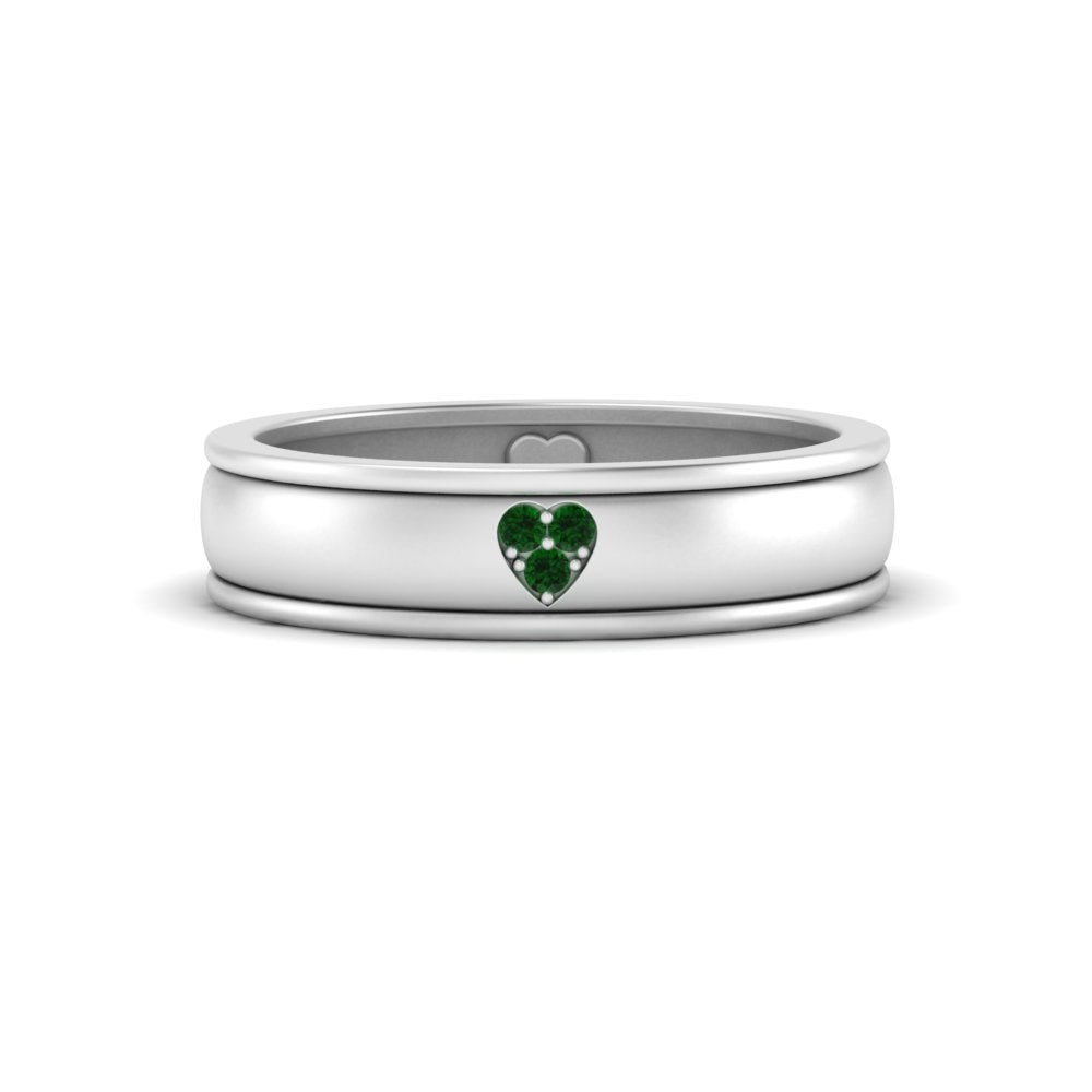 2 Tone Heart Enamel Wedding Band