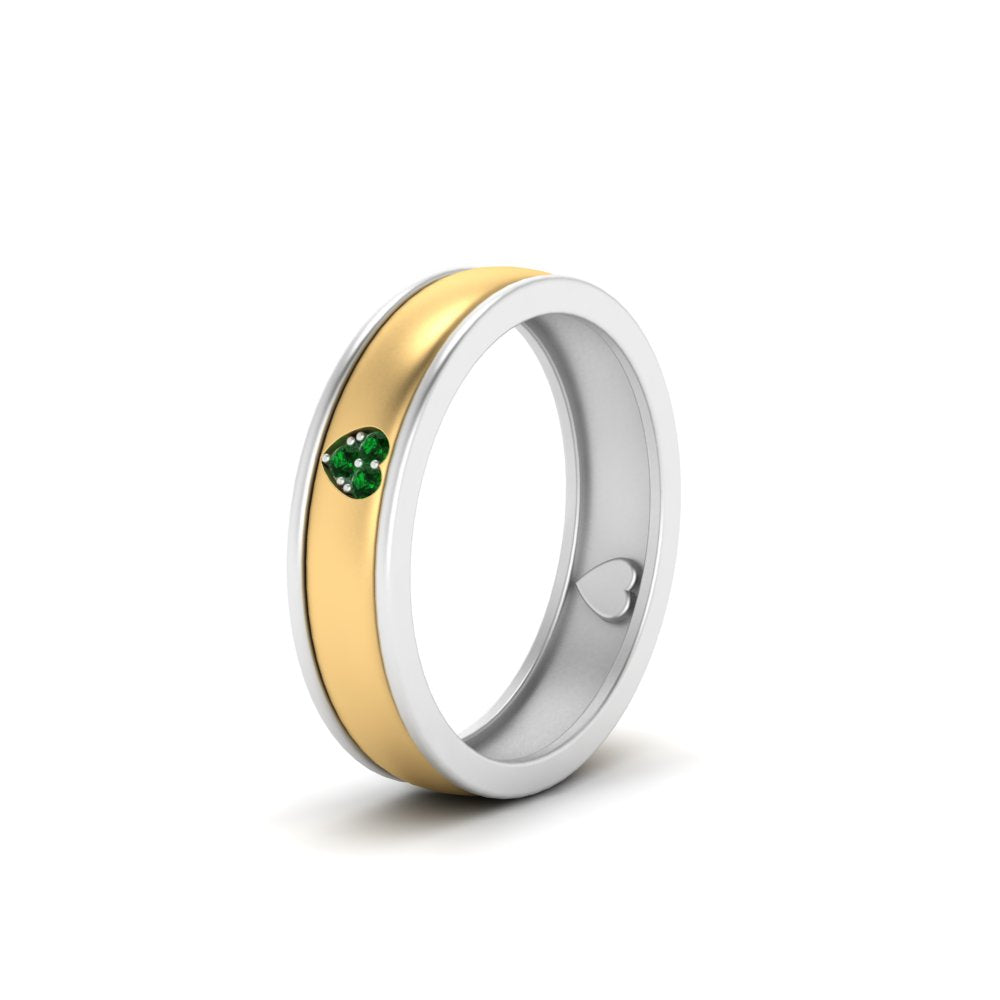 2 Tone Heart Enamel Wedding Band