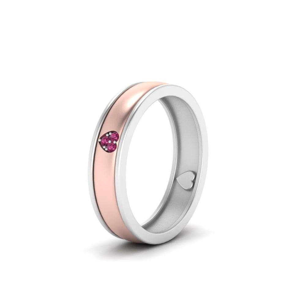 2 Tone Heart Enamel Wedding Band