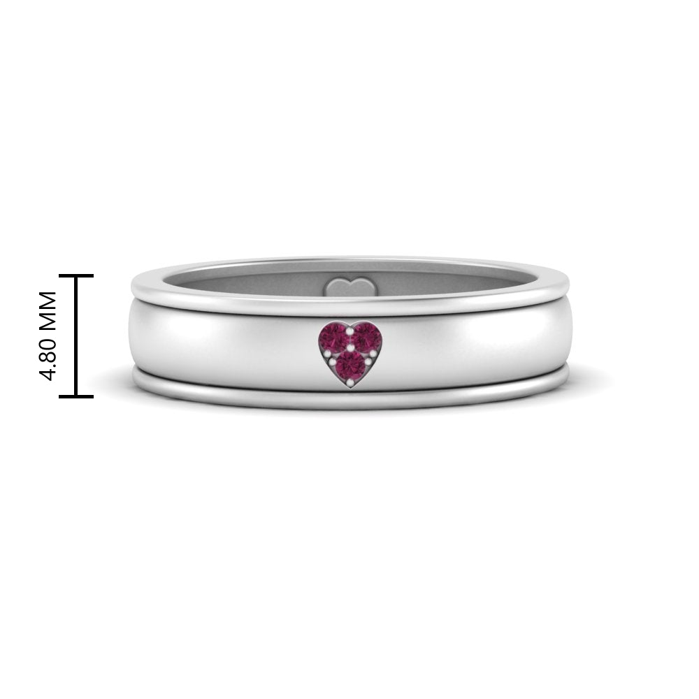 2 Tone Heart Enamel Wedding Band