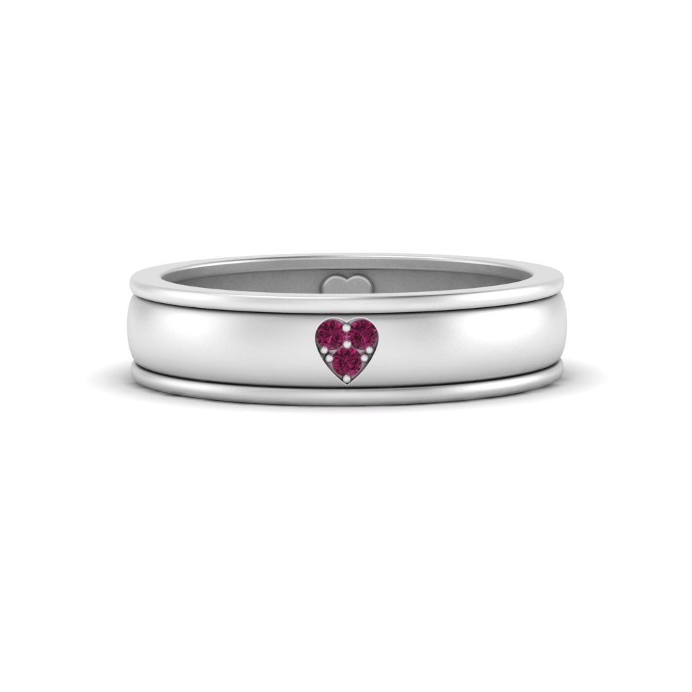 2 Tone Heart Enamel Wedding Band