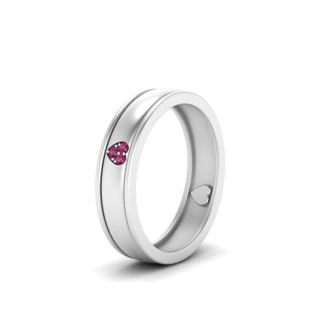 2 Tone Heart Enamel Wedding Band