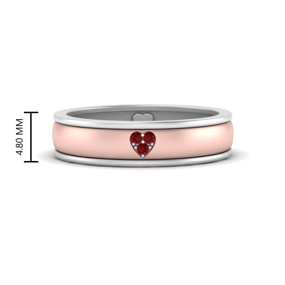 2 Tone Heart Enamel Wedding Band