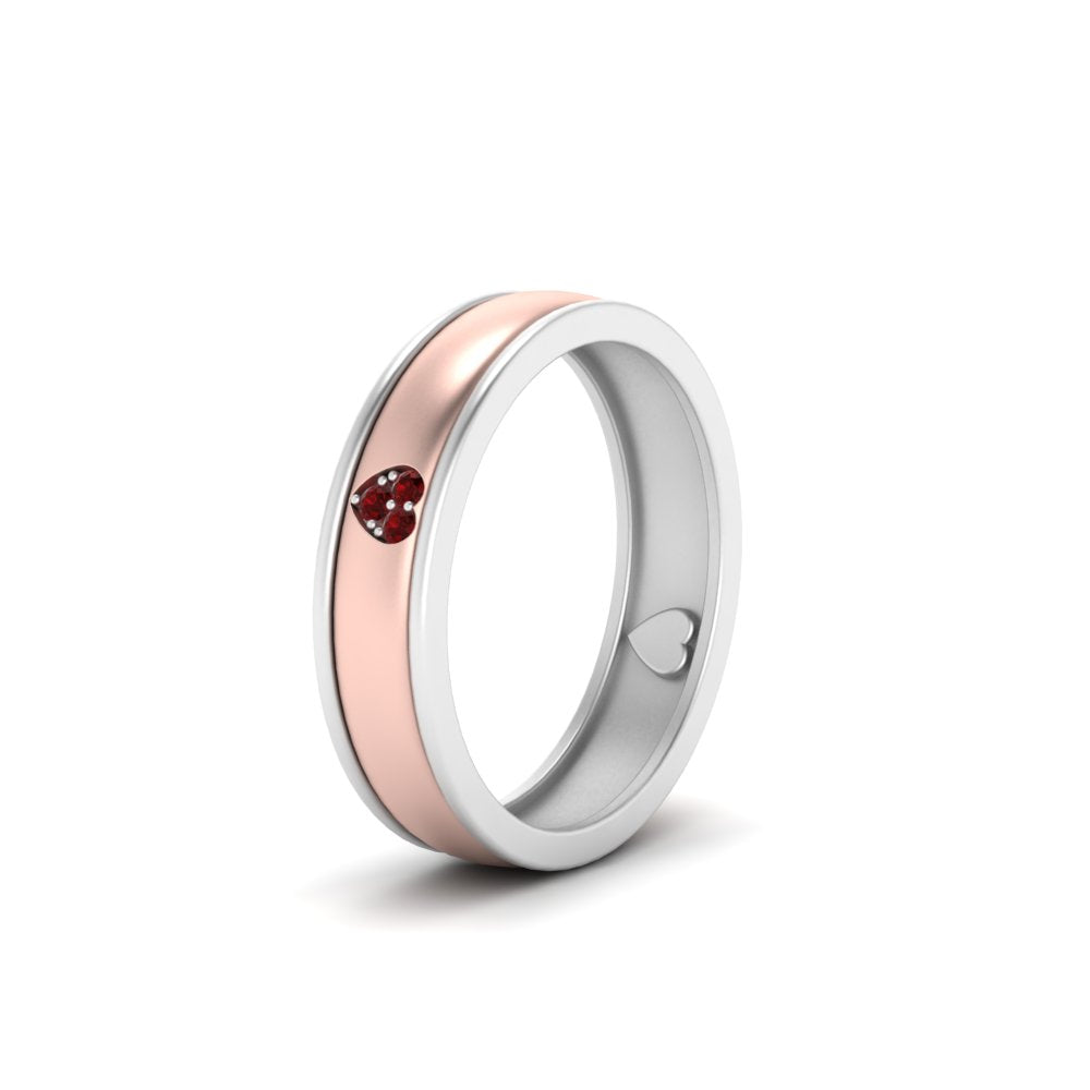 2 Tone Heart Enamel Wedding Band