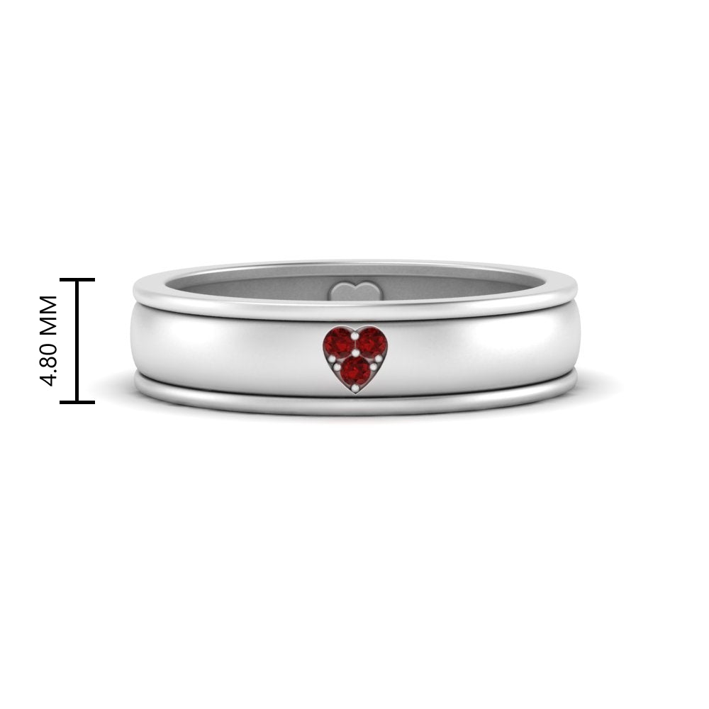 2 Tone Heart Enamel Wedding Band
