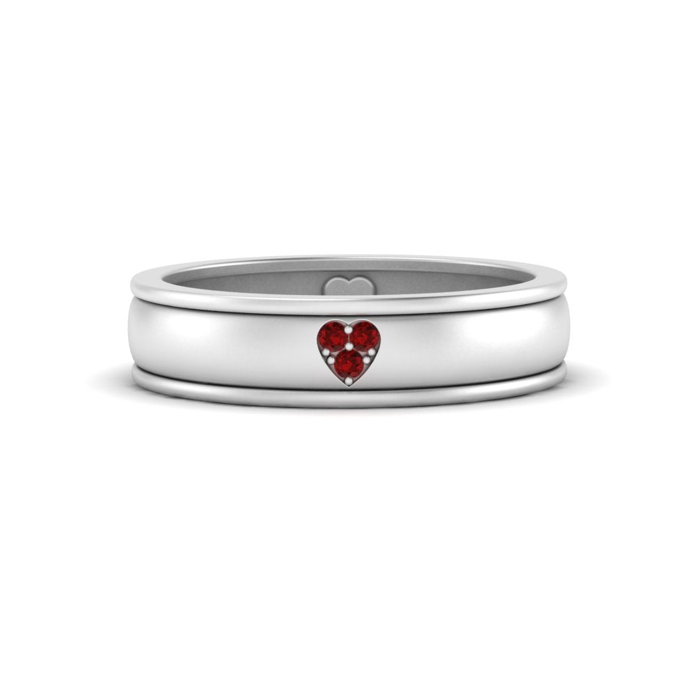 2 Tone Heart Enamel Wedding Band