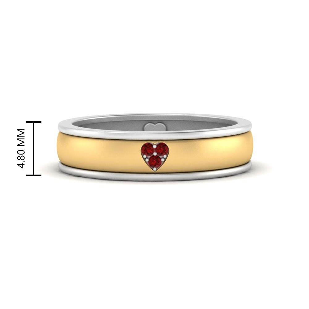 2 Tone Heart Enamel Wedding Band
