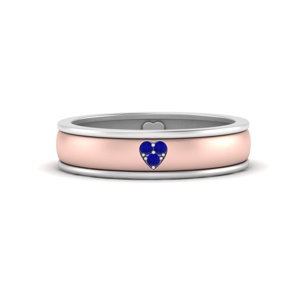 2 Tone Heart Enamel Wedding Band