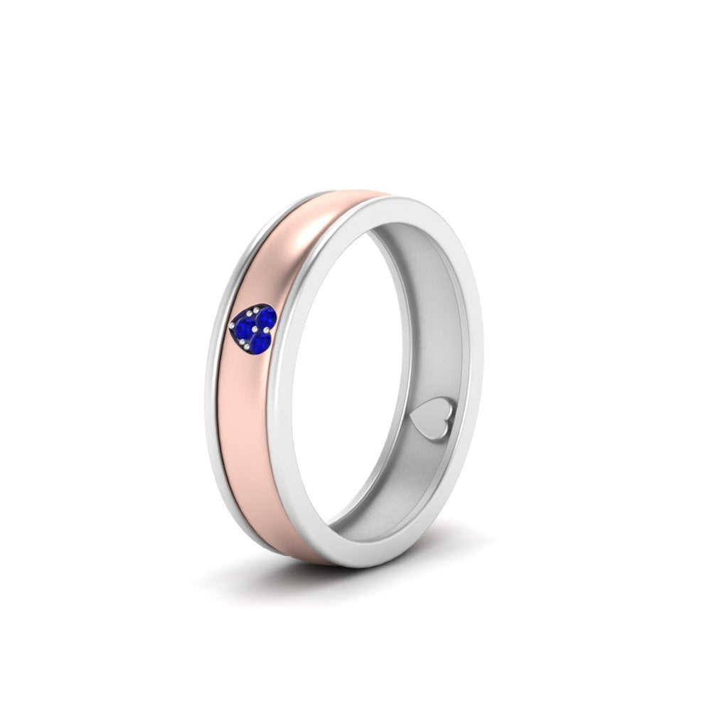 2 Tone Heart Enamel Wedding Band