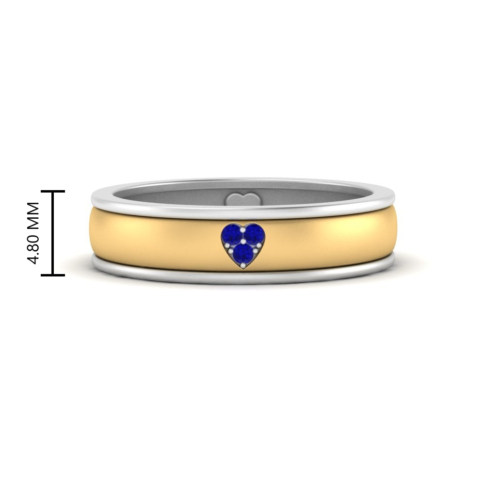Tommyway Jewelry 2-Tone Stainless Steel Band Ring – 2 Emerald Cut CZs, Engraved 'My Only Love'