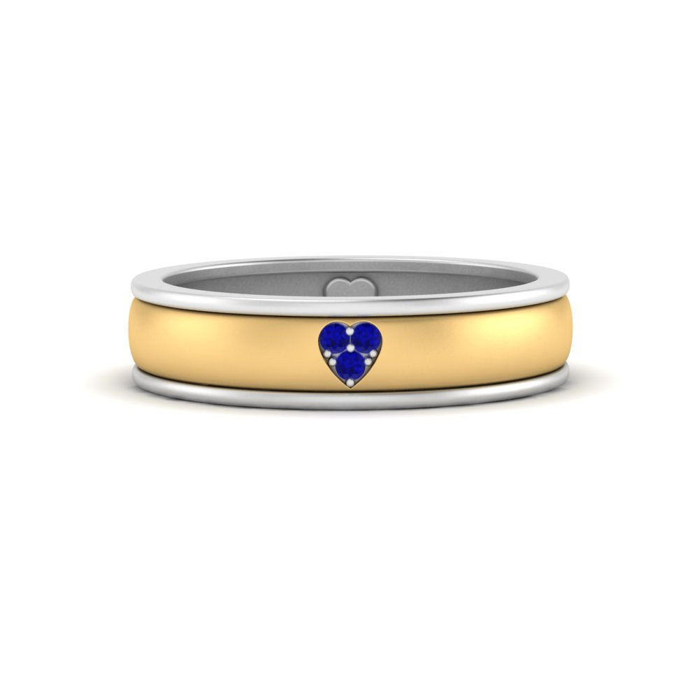 2 Tone Heart Enamel Wedding Band
